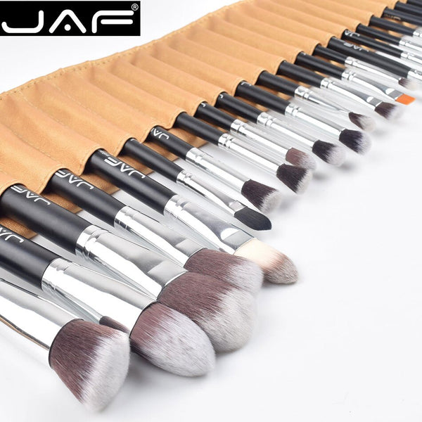 [variant_title] - JAF Brand 24 pcs Hair Makeup Brush Set High Quality Professional Makeup Brushes Synthetic kabuki brush With Leather Pouch 4000