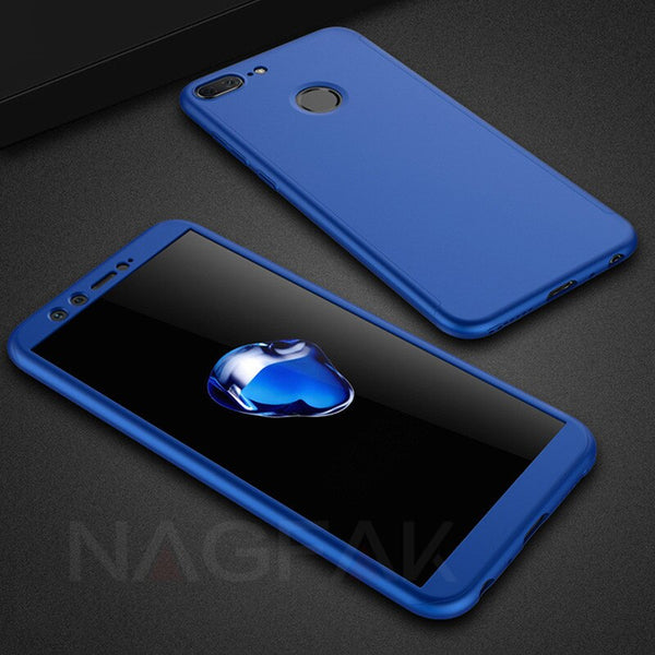 Blue / Honor 7A 5.7inch - Luxury 360 Full Cover Phone Case on the For Huawei Honor 9 9 Lite 8X Max 7A 7C Pro Tempered glass Protective Cover 7A 9Lite Case