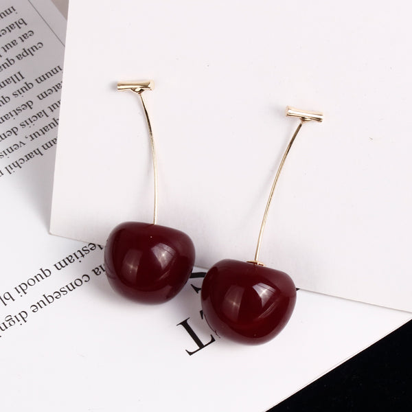Default Title - New European and American Fruit Fashion Long Ear Nail Temperament Cherry Cherry Earrings Lady Earrings (ED568)