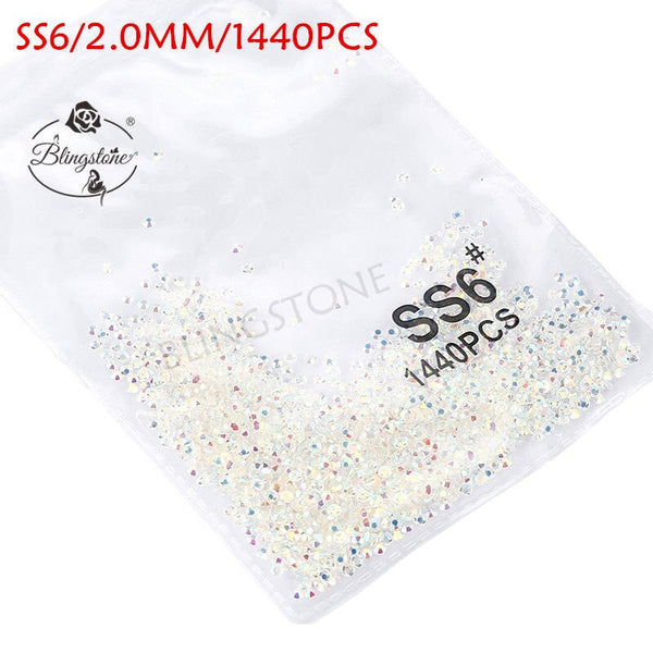 Clear AB ss6 1440pcs - SS3-SS8 1440pcs Super Glitter Flatback Multicolor Non HotFix Rhinestones For Nail Art Decoration Shoes And Dancing Decoration