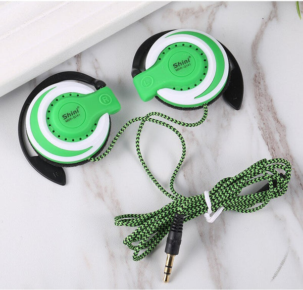Green - Shini Q141 Stereo Headphones Sports Running Earphones EarHook Headset Music Bass Earbuds Handsfree For iPhone4/5/6 Samsung