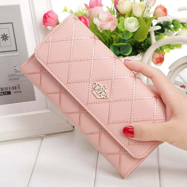 pink wallet - Womens Wallets and Purses Plaid PU Leather Long Wallet Hasp Phone Bag Money Coin Pocket Card Holder Female Wallets Purse