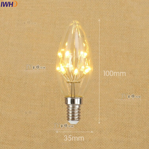 E14 - IWHD Star E27 220V 3W LED Bombillas Vintage Bulb Light Lampada Edison Retro Lamp Decorative St64 G95 G80 St58 T10 T185 T30