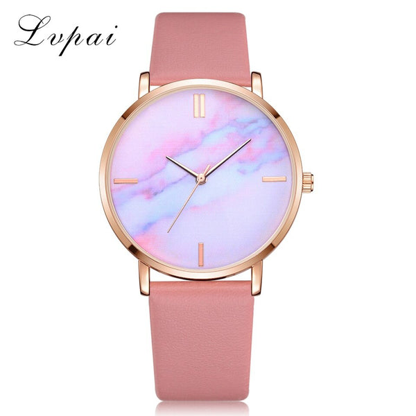 khaki - 2018 Lvpai Brand Women Watches Luxury Leather Strip Marble Dial Dress Wristwatch Ladies Gift Quartz Clock Relogio feminino
