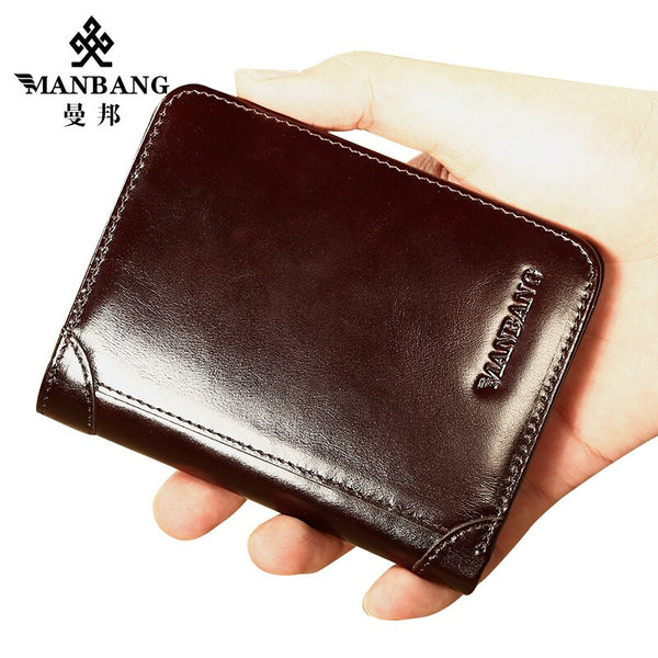 [variant_title] - ManBang Classic Style Wallet Genuine Leather Men Wallets Short Male Purse Card Holder Wallet Men Fashion High Quality