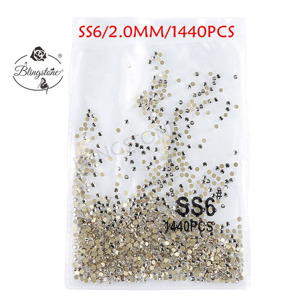 gold white ss6 1440 - SS3-SS8 1440pcs Super Glitter Flatback Multicolor Non HotFix Rhinestones For Nail Art Decoration Shoes And Dancing Decoration