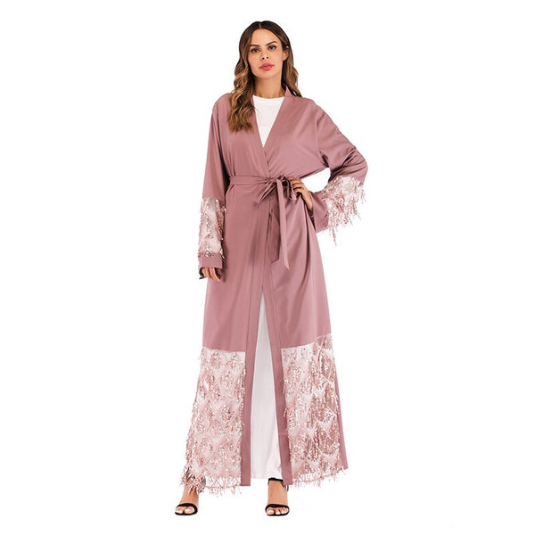 [variant_title] - 2019 New arrival turkish dubai islamic clothing  new fashion open kimono for women abaya muslim worship service dress kaftan