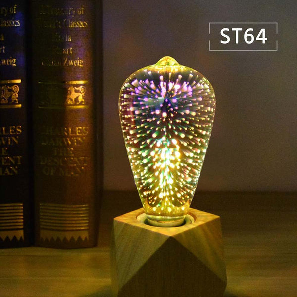 White ST64 - Novelty 3D Fireworks Effect Vintage Incandescent Bulbs Retro Edison lamp E27 110V-220V Decoration lights A60 ST64 G80 G95 G125