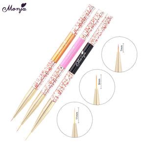 [variant_title] - Monja 4 Style Nail Art Acrylic Liner Brush French Lines Stripes Grid Painting Drawing Pen 3D DIY Tips Manicure Tools