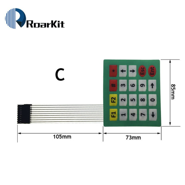 C - 1*2 3 4 5 Key Button Membrane Switch 3*4 4X5 Matrix Array Keyboard 1X6 Keypad with LED Control Panel Pad DIY Kit For Arduino