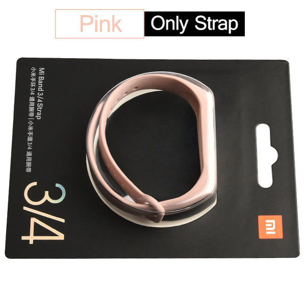 Pink - Original Xiaomi Mi Band 4 Strap Silicone Wristband Bracelet Xiaomi Band 4 3 Mi band4 Miband4 Pink Wrist Straps Xiomi Mi Band 4