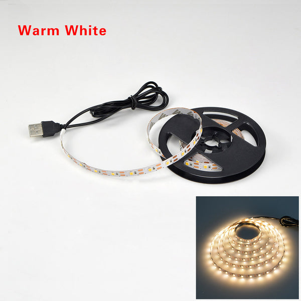 Warm White / 1M - USB LED Strip lamp 2835SMD DC5V Flexible LED light Tape Ribbon 1M 2M 3M 4M 5M HDTV TV Desktop Screen Background Bias lighting