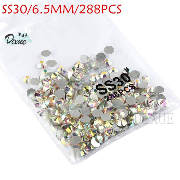 AB SS30 288pcs - High light AAA rhinestone crystal AB clear SS3-SS40(1.3mm-8.4mm) Non Hotfix flatback Rhinestones for Nails 3D nail art  gems045