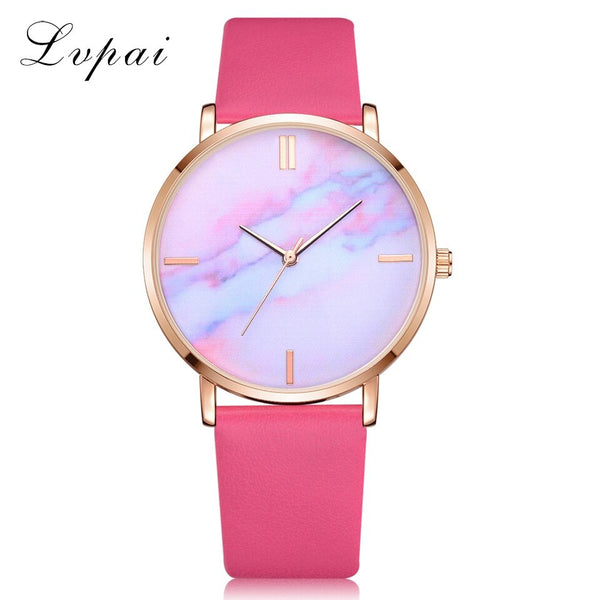 Rose - 2018 Lvpai Brand Women Watches Luxury Leather Strip Marble Dial Dress Wristwatch Ladies Gift Quartz Clock Relogio feminino