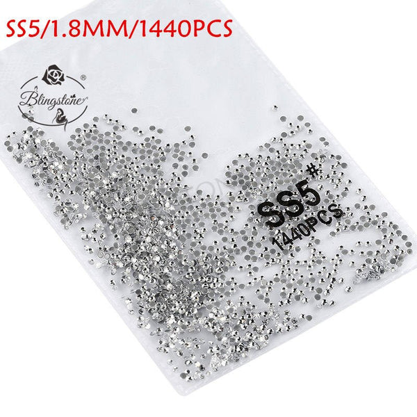 glue white ss5 1440 - SS3-SS8 1440pcs Super Glitter Flatback Multicolor Non HotFix Rhinestones For Nail Art Decoration Shoes And Dancing Decoration