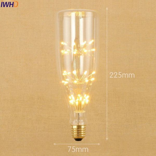 1-200006152 - IWHD Star E27 220V 3W LED Bombillas Vintage Bulb Light Lampada Edison Retro Lamp Decorative St64 G95 G80 St58 T10 T185 T30