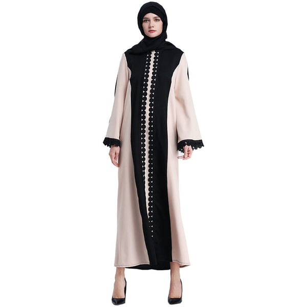 [variant_title] - Muslim Open Abaya Dress Elegant Lace Cardigan Long Robe Kimono Jubah Ramadan Arabic Long Sleeve Turkish Islamic Prayer Clothing