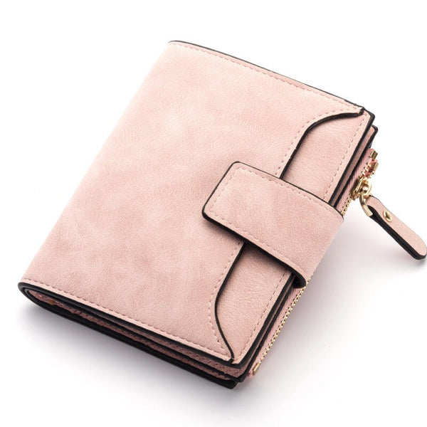 pink - New Leather Women Wallet Hasp Small and Slim Coin Pocket Purse Women Wallets Cards Holders Luxury Brand Wallets Designer Purse