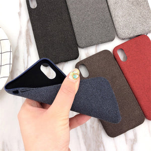 [variant_title] - Moskado Luxury Plush Fabrics Case For iPhone X XR XS Max 8 7 6 6s Plus Cloth Texture Phone Case Soft TPU Back Cover For iPhone 7