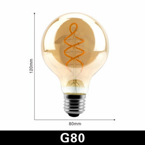 G80 / E27 - LATTUSO Retro Edison Bulb E27 220V 4W Soft Spiral LED Filament bulb G80 G95 G125 Ampoule Vintage Lamp