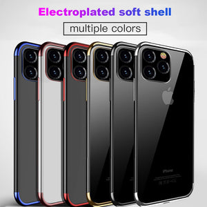 Silicone Case for iPhone 11 Pro Max Transparent Soft TPU Plating Cover for iPhone 11 5.8inch 6.1inch 6.5inch 2019 Phone Case