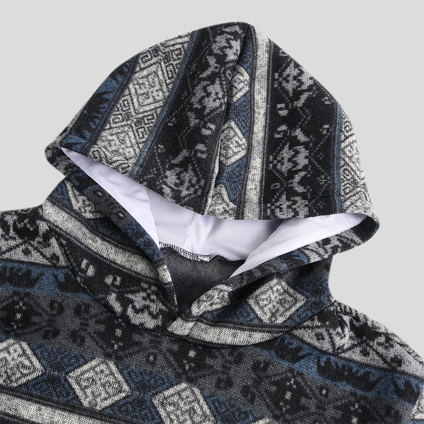 [variant_title] - Mens Printed Ethnic Style Insert Pocket Hooded Sweatshirt