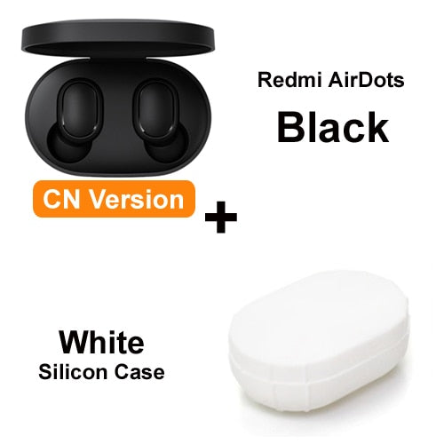 Black Add White Case - Original Xiaomi Redmi Airdots Xiaomi Wireless earphone Voice control Bluetooth 5.0 Noise reduction Tap Control