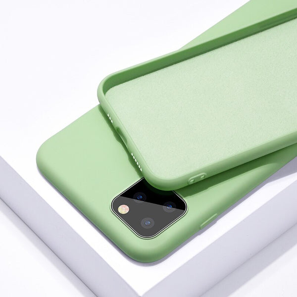 Light Green / For iPhone 11 - For Apple iPhone 11 Pro Max Case Liquid Silicone Rubber Soft Cover For Apple iPhone 11 iPhone11 2019 Phone Case Shockproof