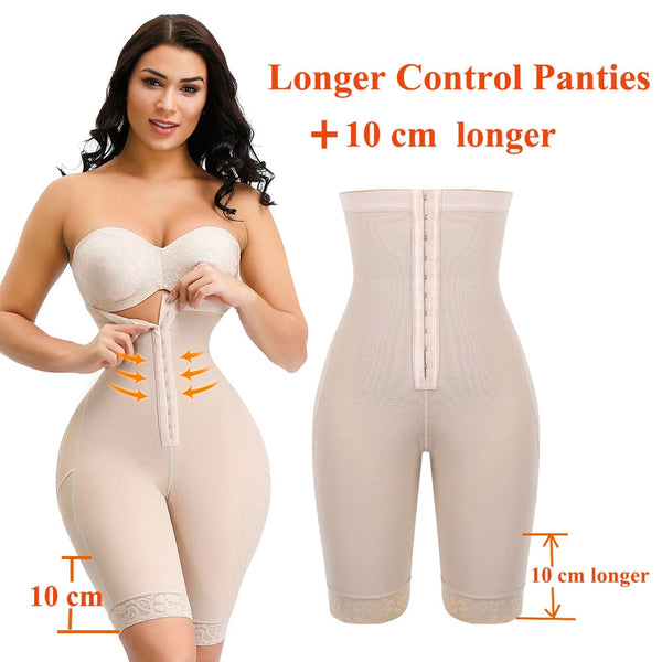 Long  nude panties / S - HEXIN Breasted Lace Butt Lifter High Waist Trainer Body Shapewear Women Fajas Slimming Underwear with Tummy Control Panties