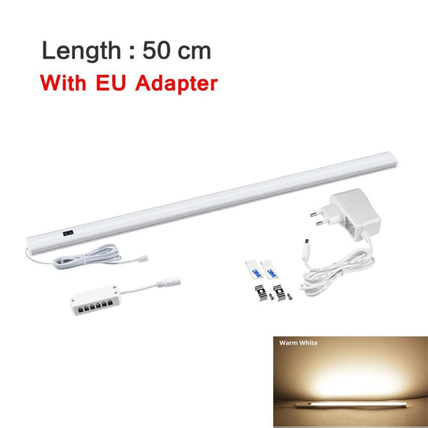 Warm  50cm x 1Pcs - Kitchen Cabinet Accessories LED Lights Hand Sweep Switch Led Lamp with EU Plug 5W/6W/7W Wardrobe Closet Night Lamp Home Lighting