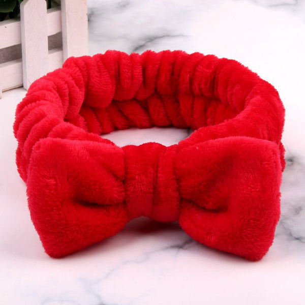 Red - 2019 New OMG Letter Coral Fleece Wash Face Bow Hairbands For Women Girls Headbands Headwear Hair Bands Turban Hair Accessories