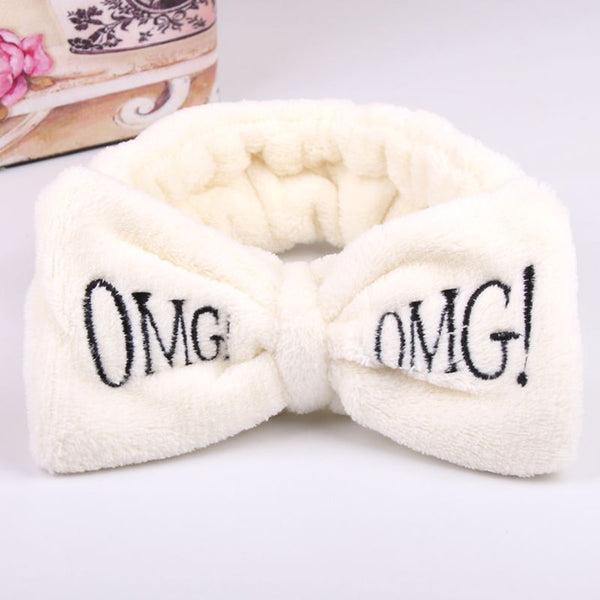 [variant_title] - 2019 New OMG Letter Coral Fleece Wash Face Bow Hairbands For Women Girls Headbands Headwear Hair Bands Turban Hair Accessories