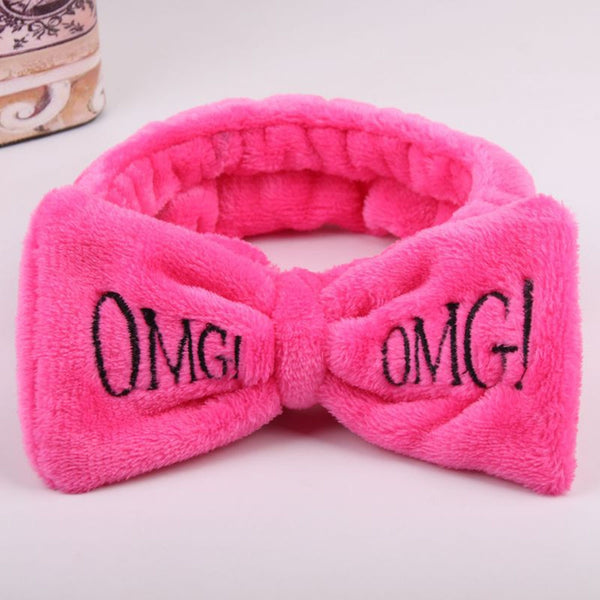 Rose OMG - 2019 New OMG Letter Coral Fleece Wash Face Bow Hairbands For Women Girls Headbands Headwear Hair Bands Turban Hair Accessories