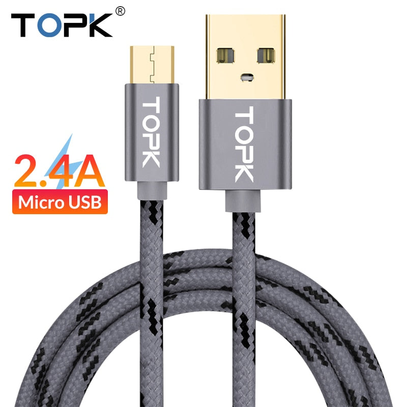 [variant_title] - TOPK Micro USB Cable 2.4A Fast Data Sync Charging Cable For Samsung Huawei Xiaomi LG Andriod Microusb Mobile Phone Cables