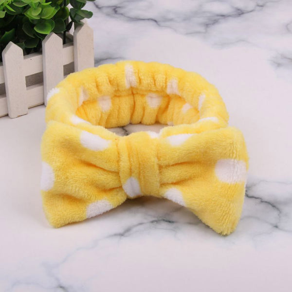 Yellow Dots - 2019 New OMG Letter Coral Fleece Wash Face Bow Hairbands For Women Girls Headbands Headwear Hair Bands Turban Hair Accessories