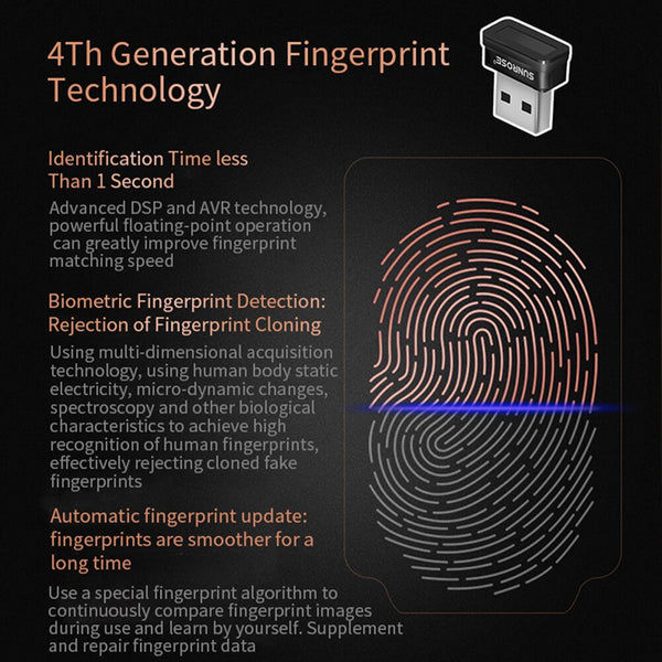 [variant_title] - Identification Capturing USB Interface Security Key Home Sensor Reader Computer Fingerprint Scanner Office PC For Windows 10