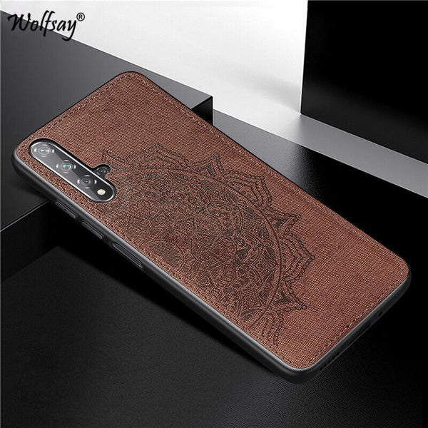 Brown / For Huawei Nova 5T - For Huawei Nova 5T Case Shockproof Soft Silicone Hard Back Cloth Texture Phone Case For Huawei Nova 5T Cover For Huawei Nova 5T