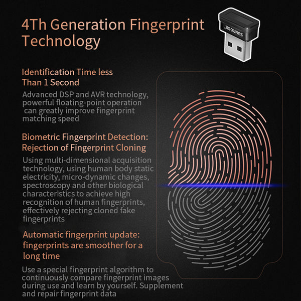 [variant_title] - Fingerprint Scanner Computer Sensor Office Reader USB Interface Mini Laptop Identification Home PC Security Key For Windows 10