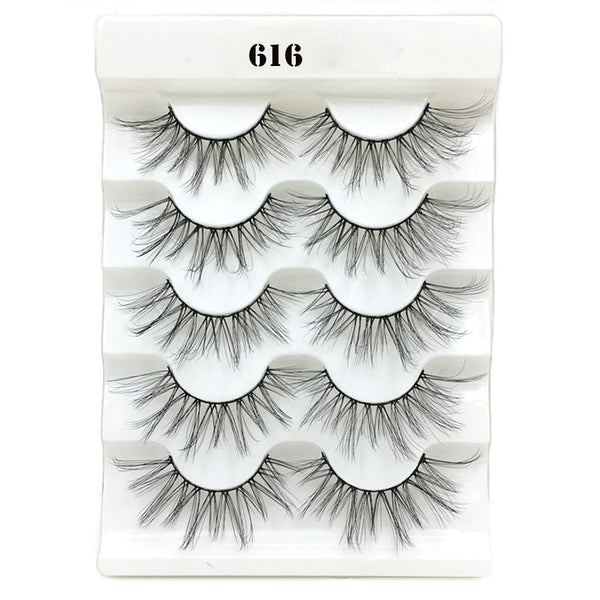Type 1 / 13mm - 5 Pairs 2 Styles 3D Faux Mink Hair Soft False Eyelashes Fluffy Wispy Thick Lashes Handmade Soft Eye Makeup Extension Tools