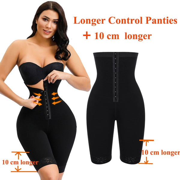 Long black panties / S - HEXIN Breasted Lace Butt Lifter High Waist Trainer Body Shapewear Women Fajas Slimming Underwear with Tummy Control Panties