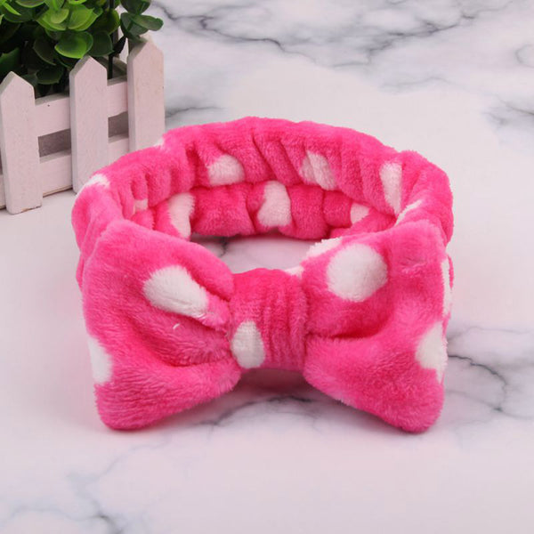 Rose Dots - 2019 New OMG Letter Coral Fleece Wash Face Bow Hairbands For Women Girls Headbands Headwear Hair Bands Turban Hair Accessories