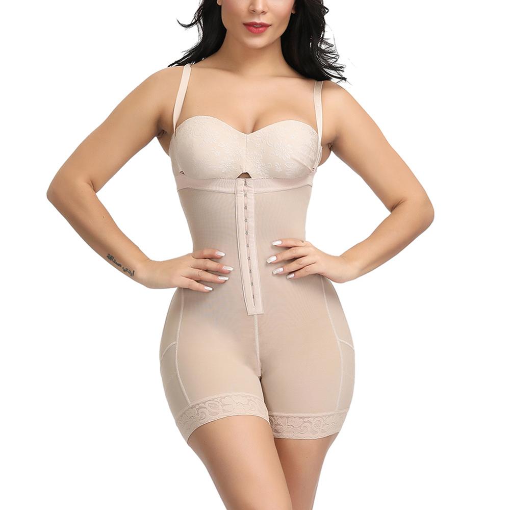 nude body shaper / S - HEXIN Plus Size Women Full Body Shapewear Underbust Slimming Mid thigh Shaper fajasTummy Control Seamless Postpartum Body Girdle