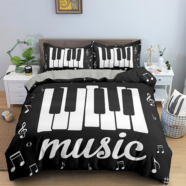 Music Bedding Set Piano Keyboard Music Note Duvet Cover Queen Size Bed Linen Comforter Microfiber Guitar Bedding Sets