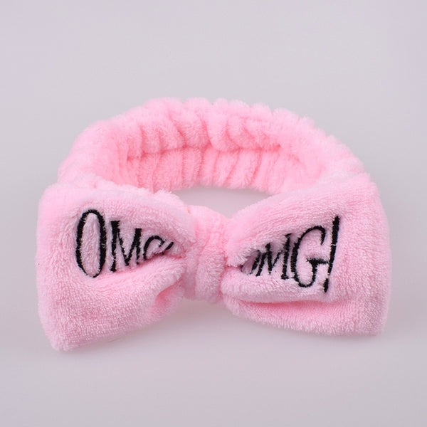 Pink - New Letter OMG Coral Fleece Soft Bow Headbands For Women Girls Cute Hair Holder Hairbands Hair Bands Headwear Hair Accessories