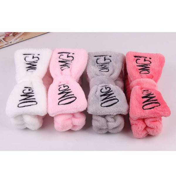[variant_title] - 2019 New OMG Letter Coral Fleece Wash Face Bow Hairbands For Women Girls Headbands Headwear Hair Bands Turban Hair Accessories