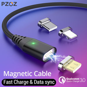 [variant_title] - PZOZ 1M 2M Magnetic Cable Micro usb Type C Fast Charging Microusb Type-C Magnet Charger Wire usb c For iphone X Xr Xs usb cable