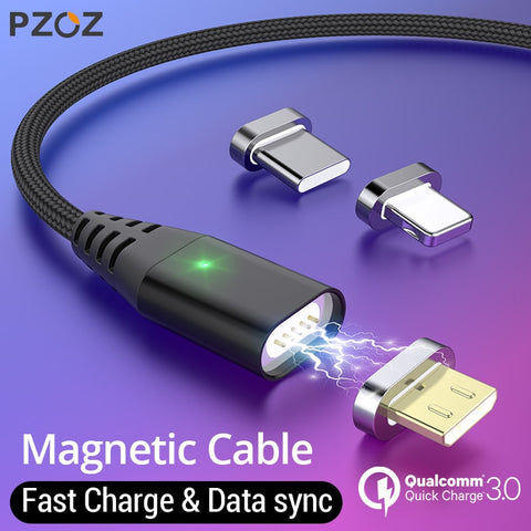 [variant_title] - PZOZ 1M 2M Magnetic Cable Micro usb Type C Fast Charging Microusb Type-C Magnet Charger Wire usb c For iphone X Xr Xs usb cable