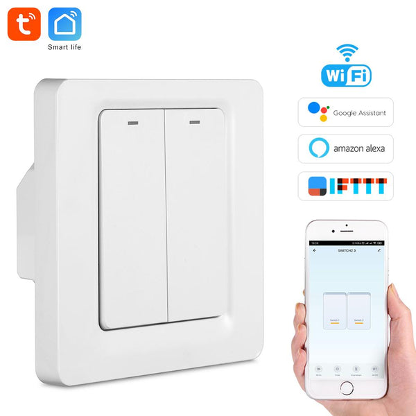 2 Gang-201335941 - Tuya wifi remote control light switch EU Wall button smart switchs Support Alexa, Google Home, Voice Control switch