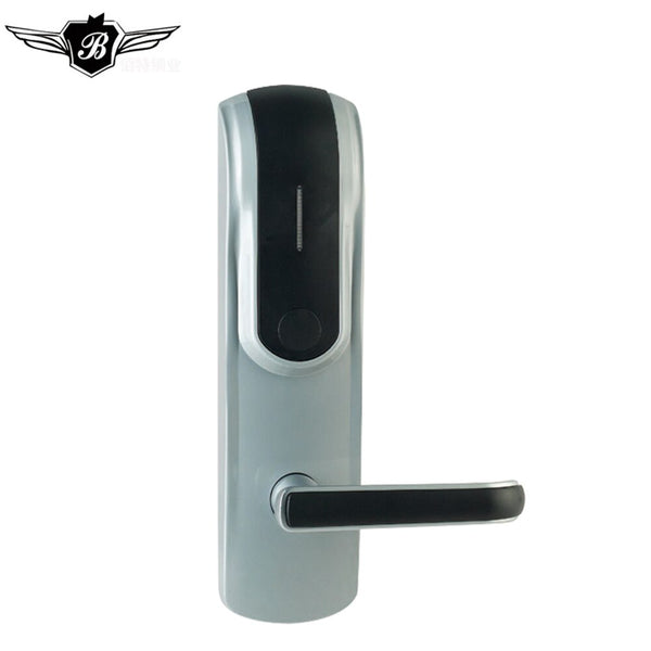 Silver - Intelligent system Good Quality Zinc Alloy RFID Card Unlock Door Lock with Mechanical key for Hotel