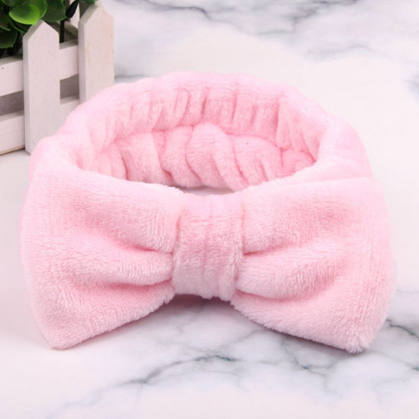 Pink - 2019 New OMG Letter Coral Fleece Wash Face Bow Hairbands For Women Girls Headbands Headwear Hair Bands Turban Hair Accessories